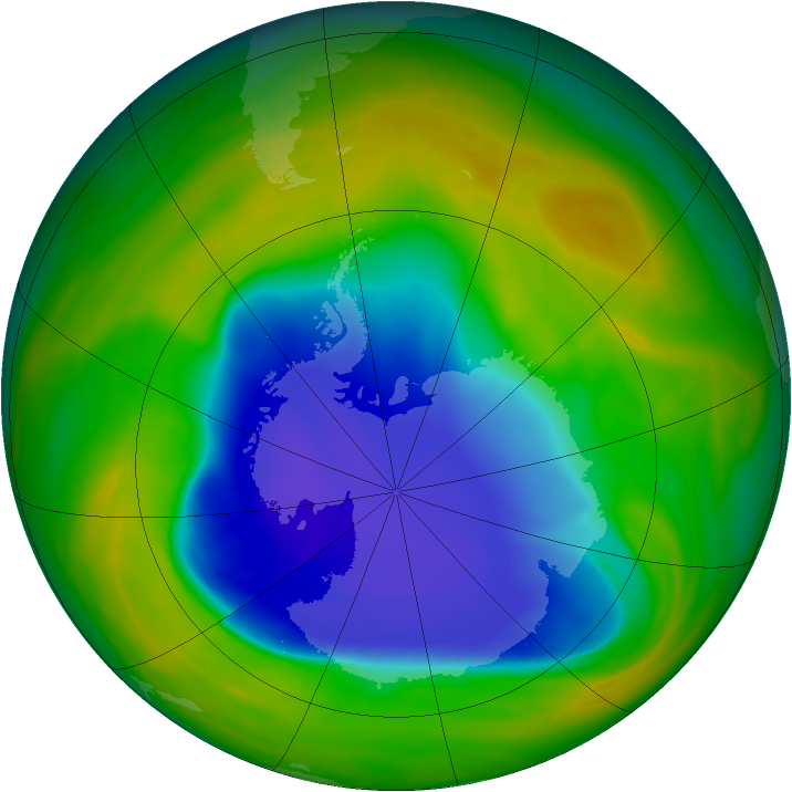 Antarctic ozone map for 06 November 2007